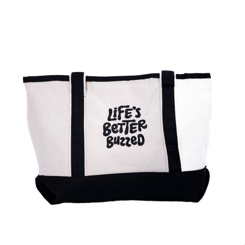 Embroidered Black & Neutral Tote
