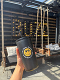 Black Smiley Tumbler with Straw - 16 oz