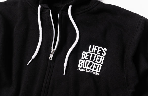 Unisex Life's Better Buzzed Zip Up Hoodie - Black